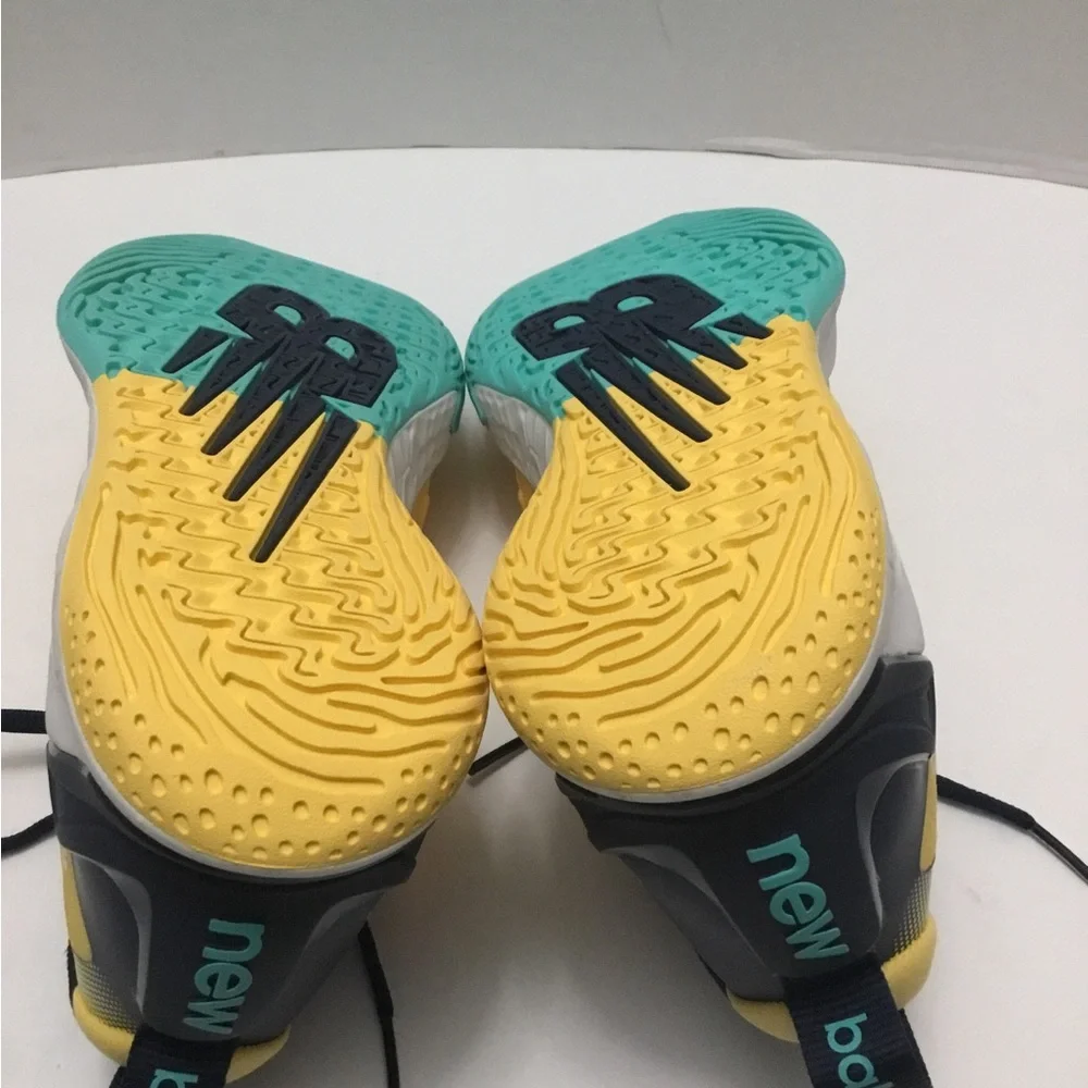 New Balance Yellow and Teal Sneakers with Navy Laces